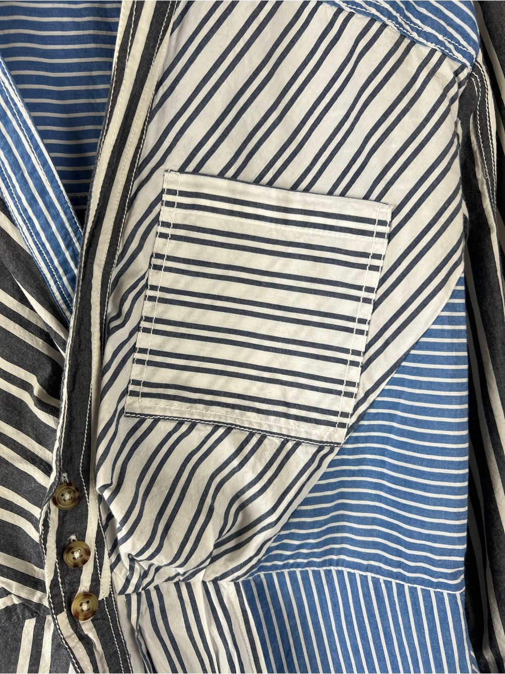 Pilcro Reworked Mixed Stripe Buttondown Shirt - Picture 6 of 12